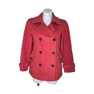 VINTAGE Talbots Women's Wool Lined Winter Coat Dark Coral/Light Red Size 10